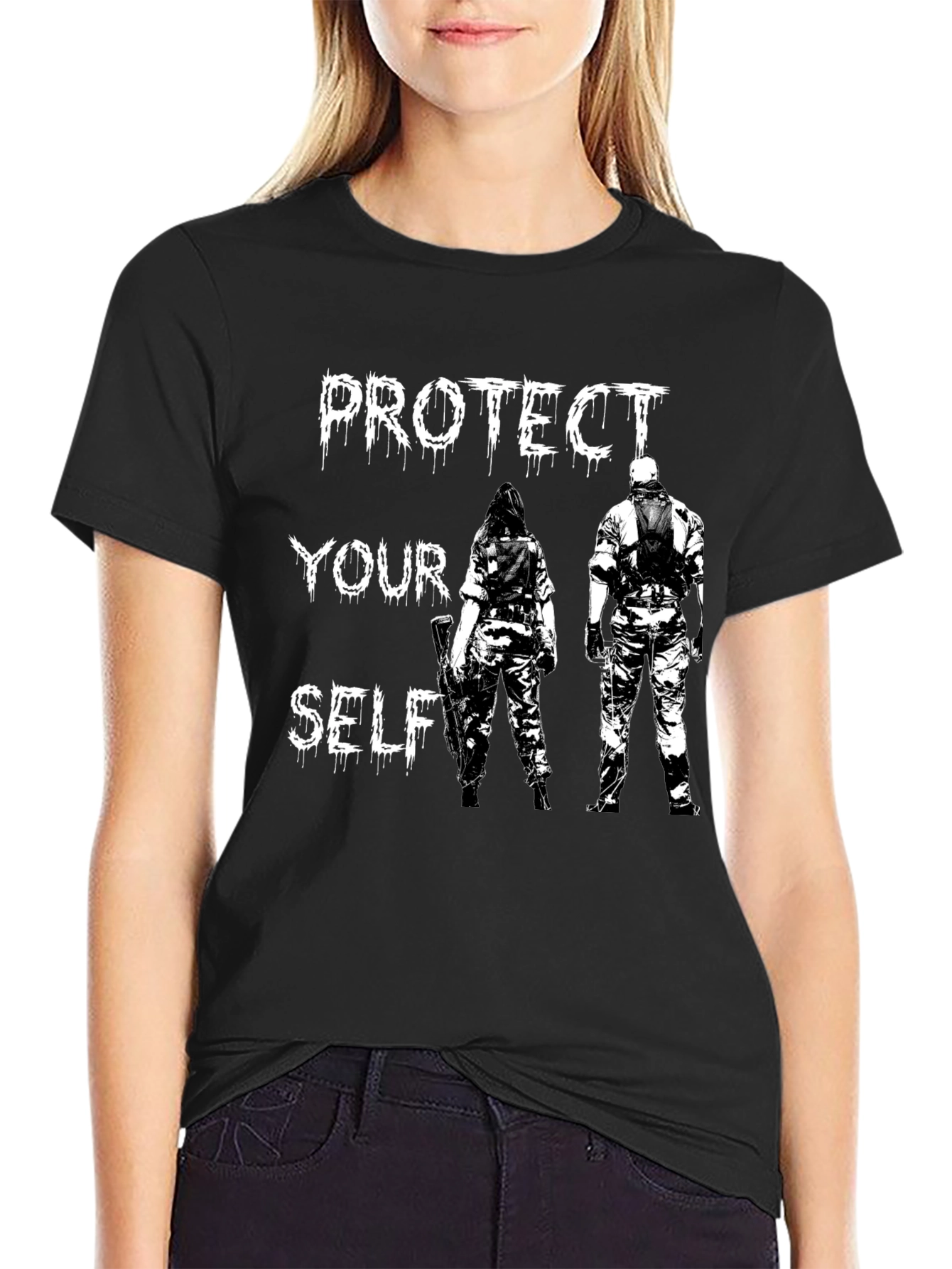 Protect Yourself Graphic T-Shirt - Black Cotton Tee