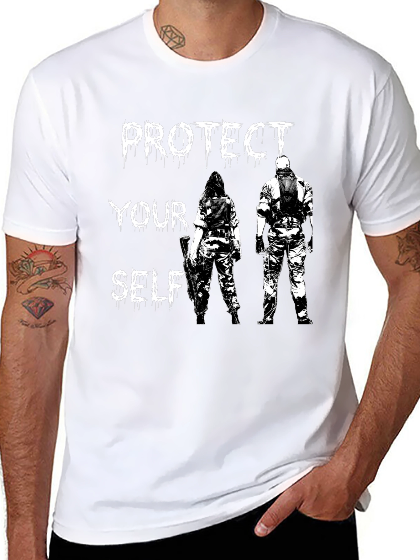 Protect Yourself Graphic T-Shirt - Black Cotton Tee