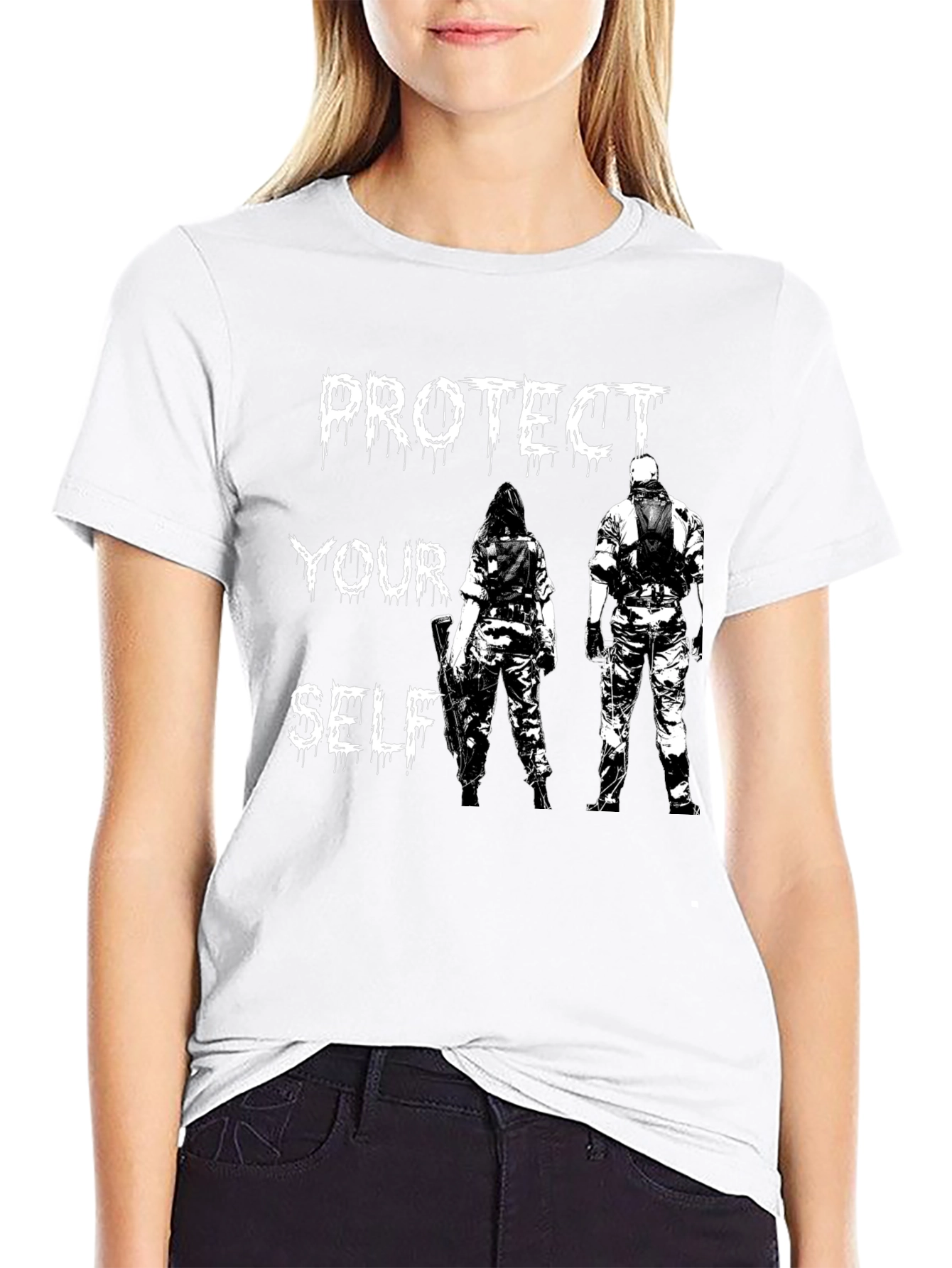 Protect Yourself Graphic T-Shirt - Black Cotton Tee