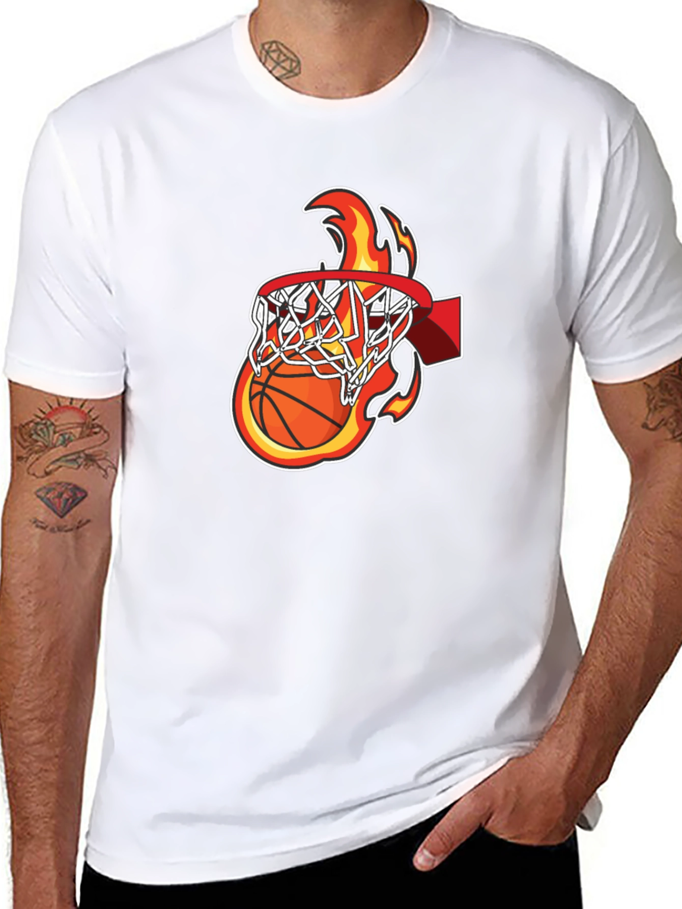 Basketball on Fire Graphic T-Shirt