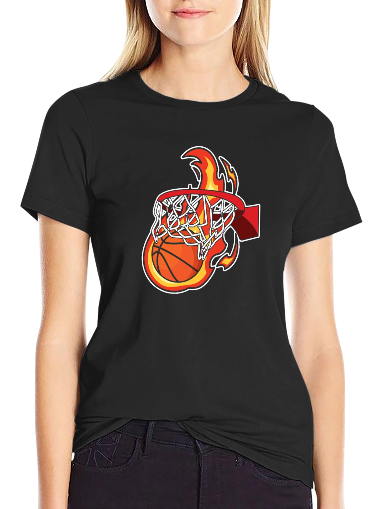 Basketball on Fire Graphic T-Shirt