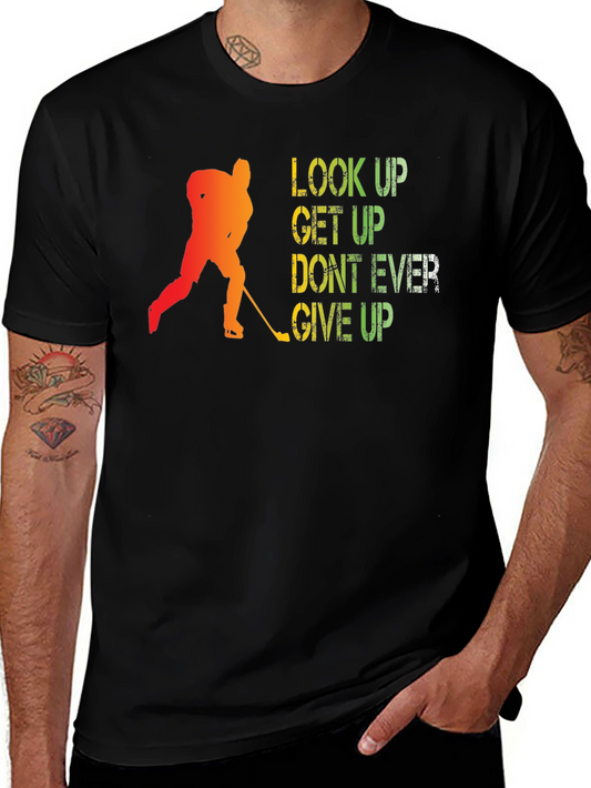 Motivational Hockey T-Shirt - Look Up Get Up