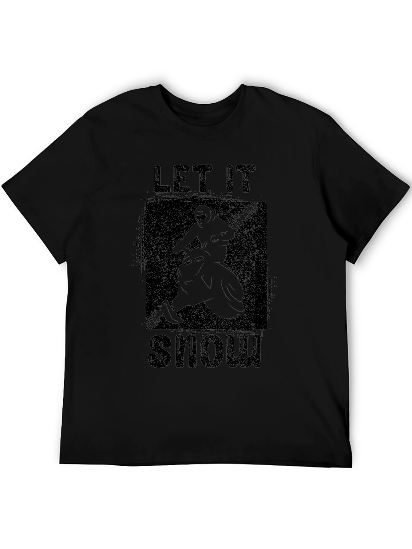 Let It Snow Snowmobile Graphic Black T-Shirt