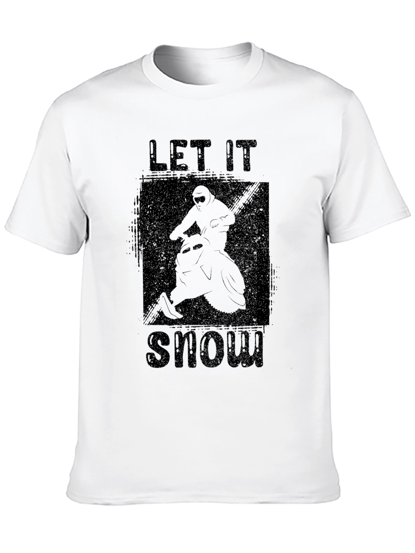 Let It Snow Snowmobile Graphic Black T-Shirt