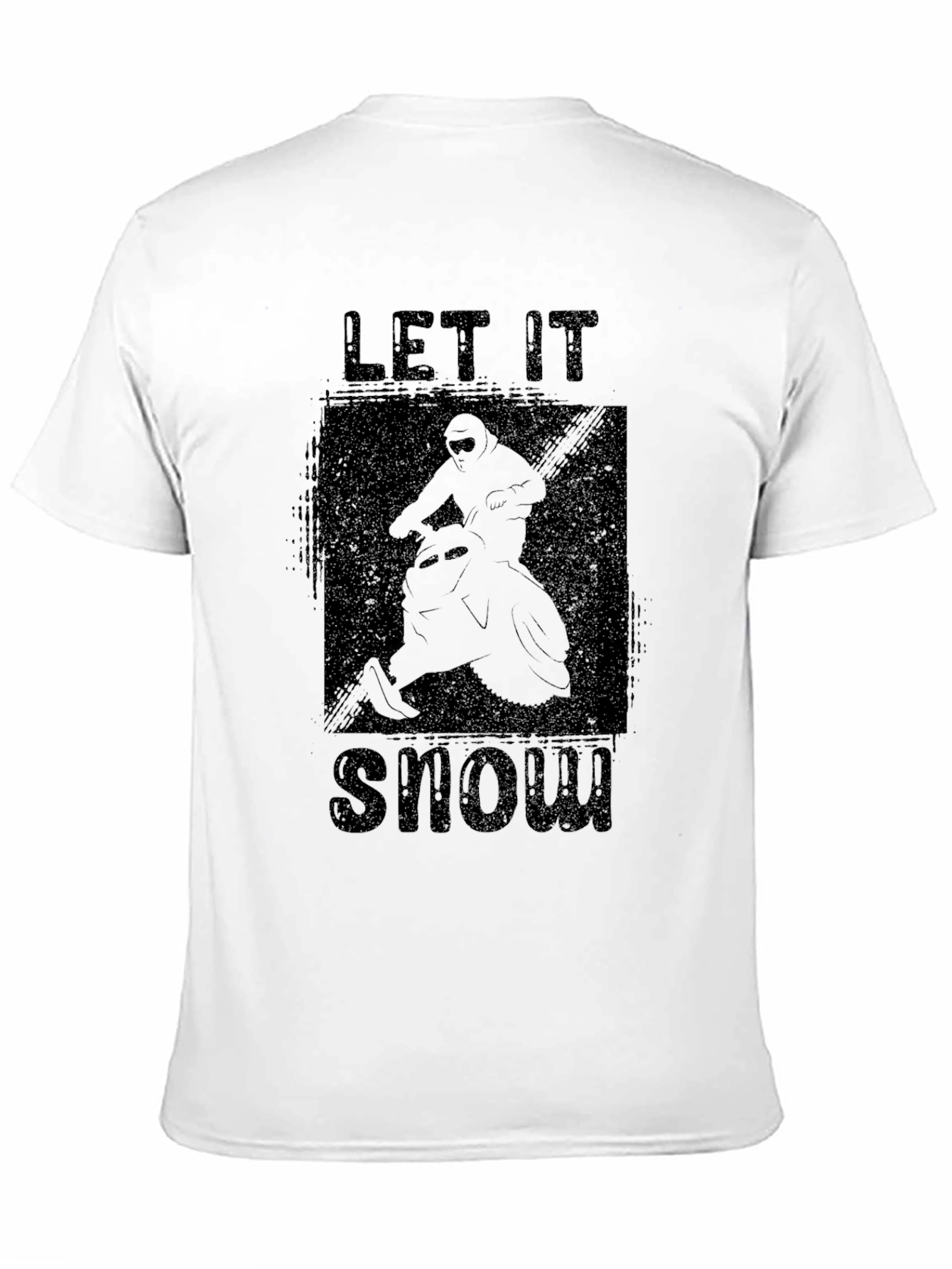 Let It Snow Snowmobile Graphic Black T-Shirt