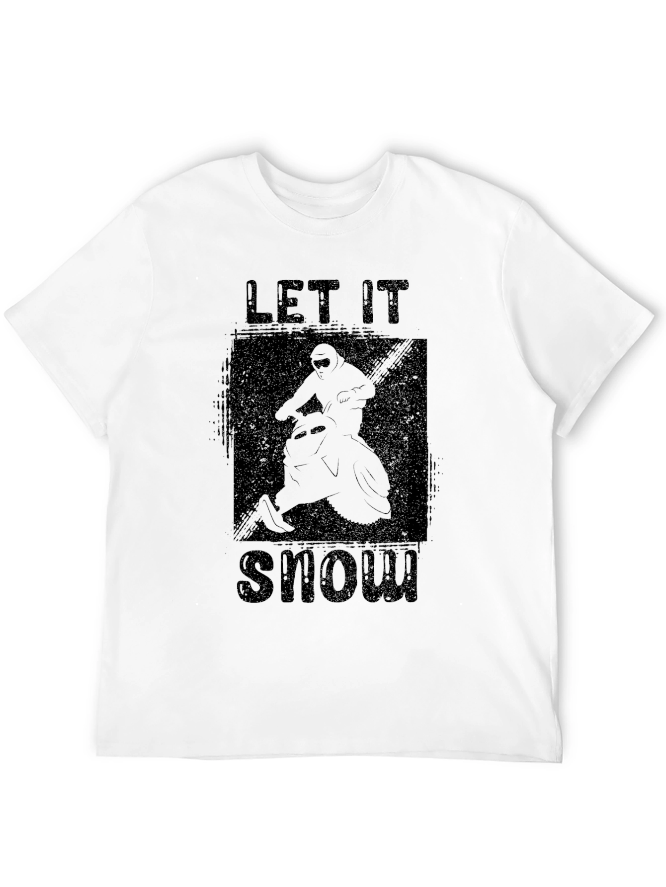 Let It Snow Snowmobile Graphic Black T-Shirt