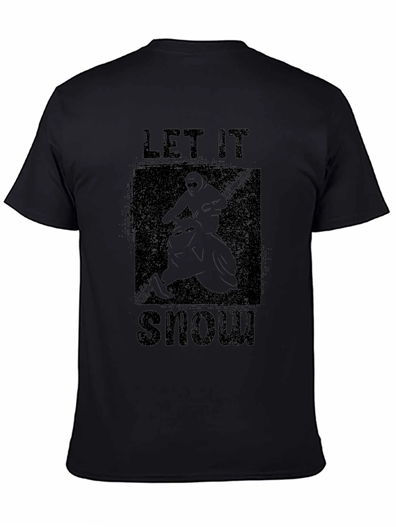 Let It Snow Snowmobile Graphic Black T-Shirt