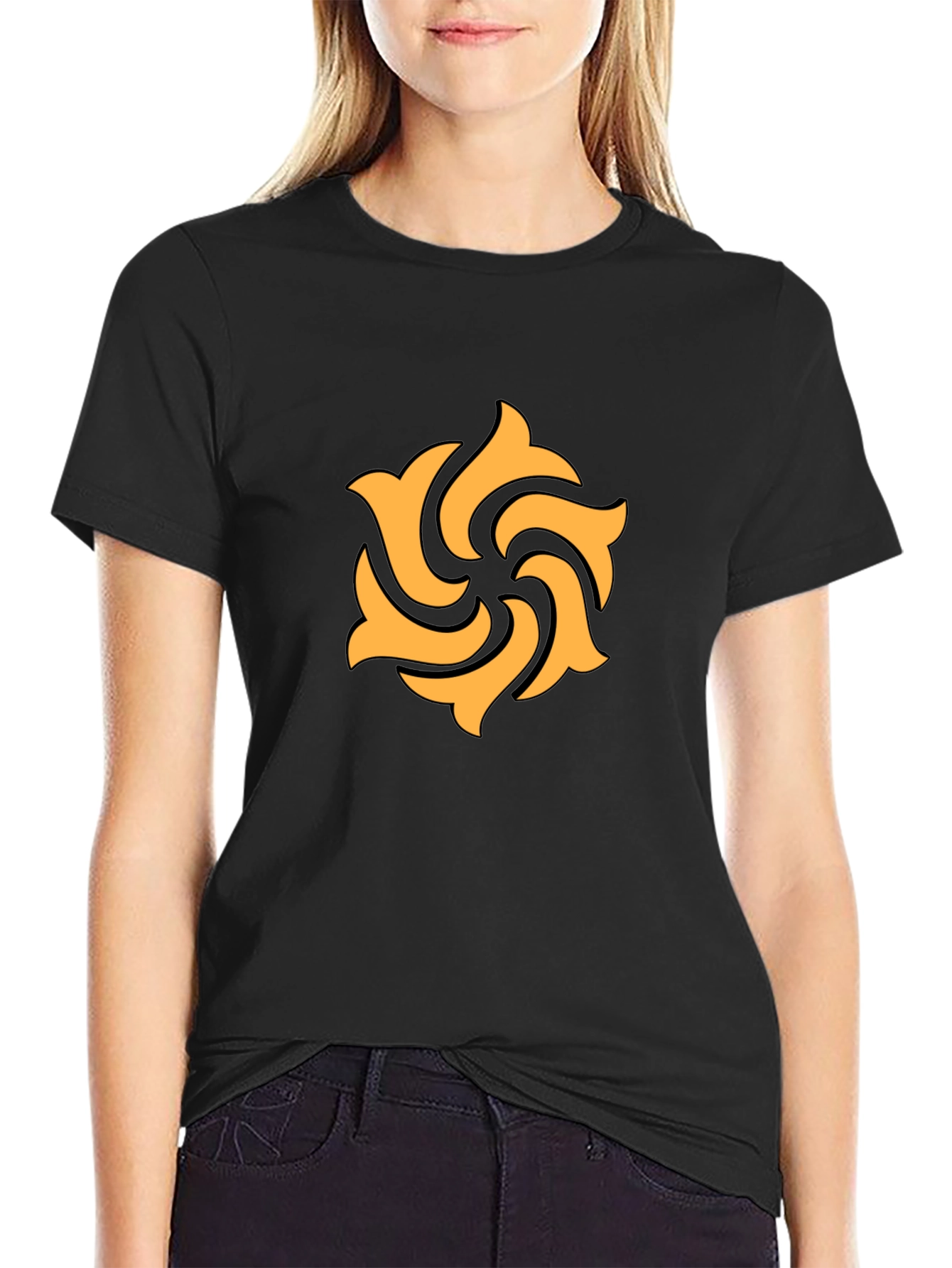 Modern Black T-Shirt with Geometric Graphic