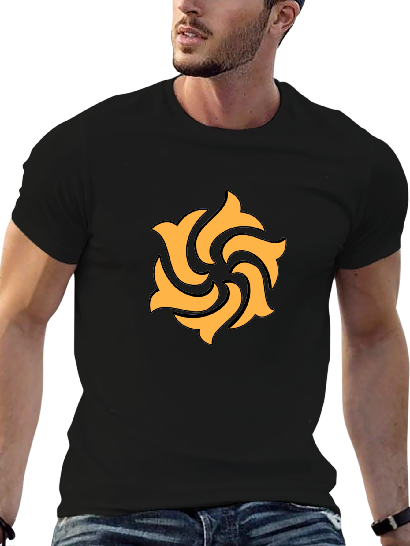 Modern Black T-Shirt with Geometric Graphic