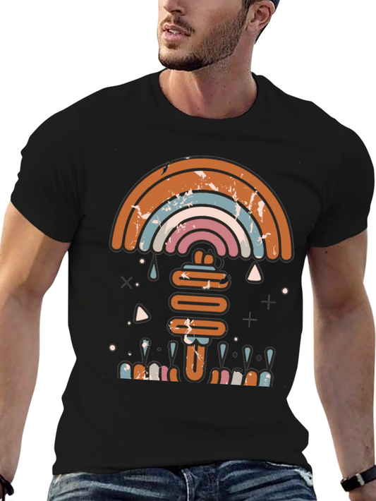 Retro Rainbow Graphic Tee - Stylish Comfort