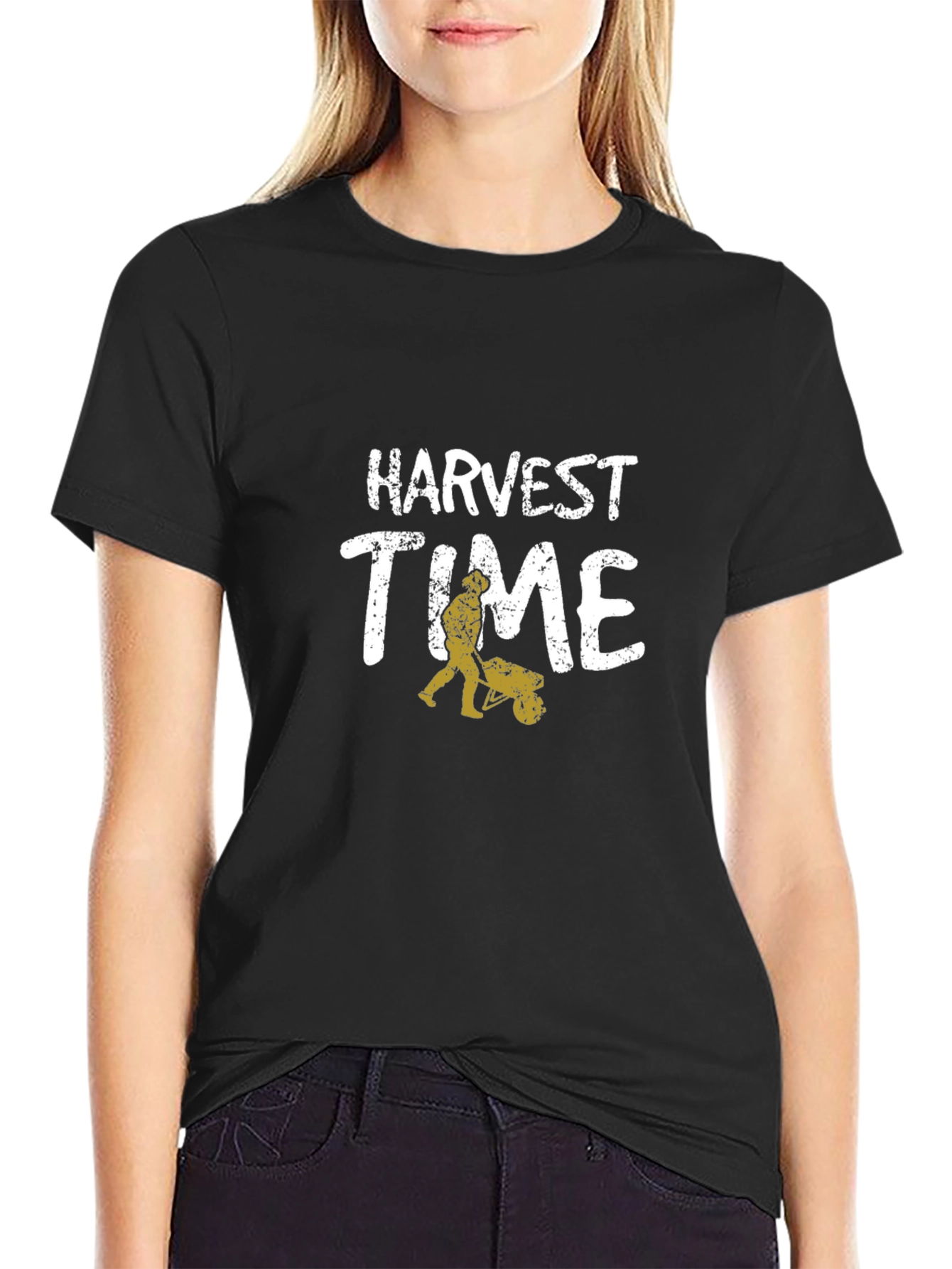 Harvest Time Graphic Tee - Black Cotton T-Shirt