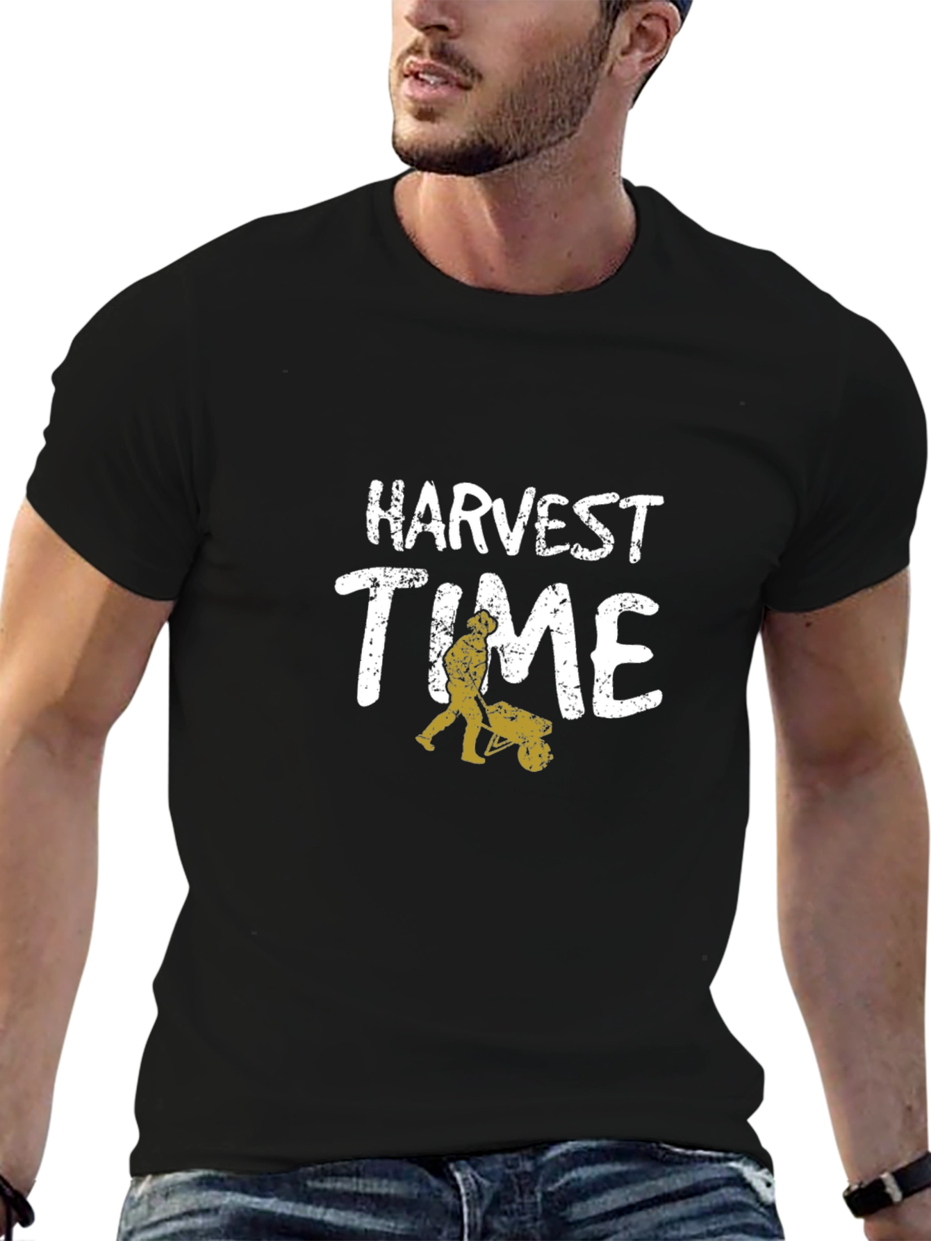 Harvest Time Graphic Tee - Black Cotton T-Shirt
