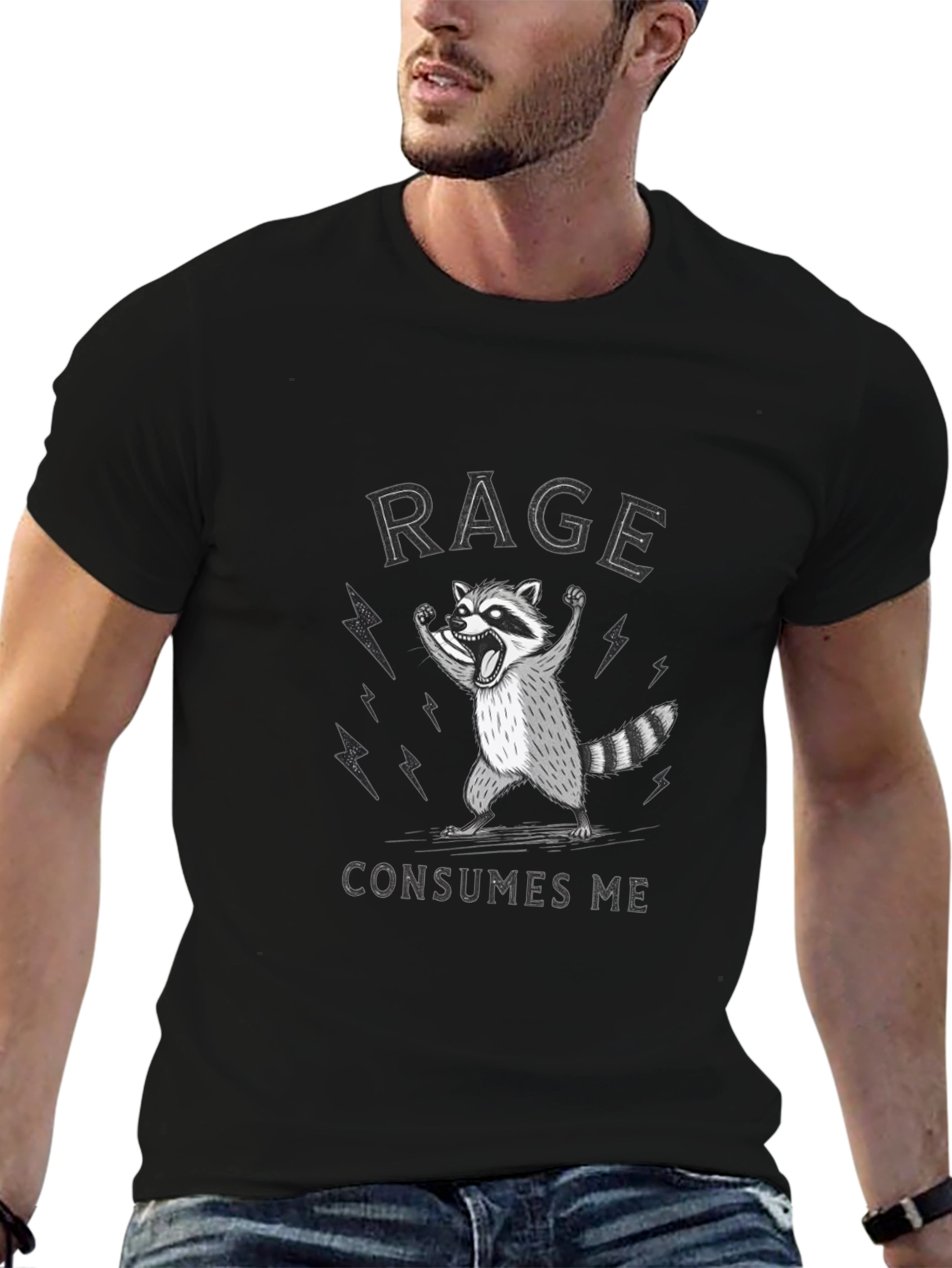 Rage Consumes Me Raccoon Graphic Tee