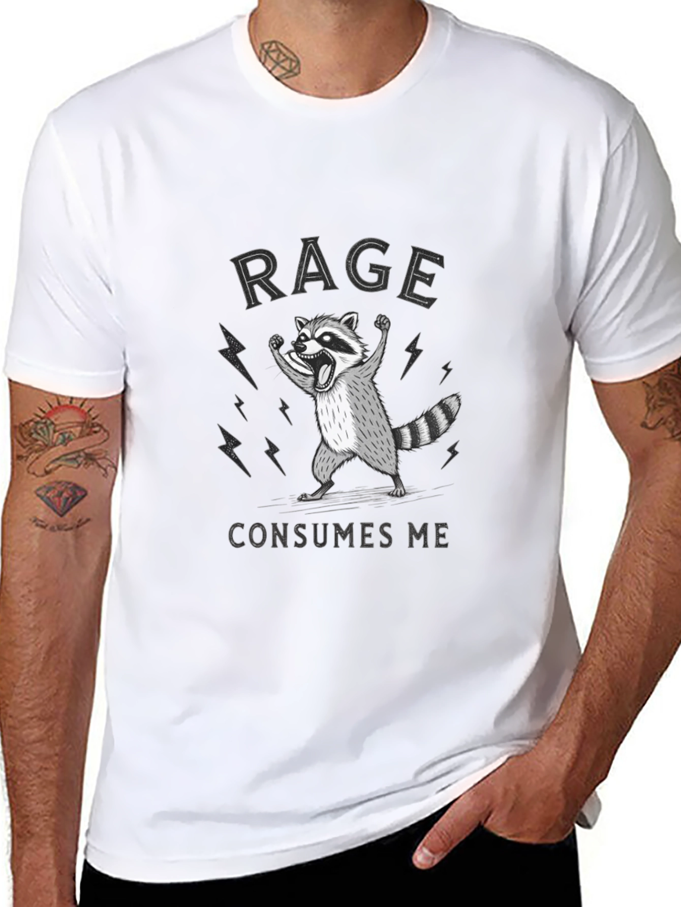 Rage Consumes Me Raccoon Graphic Tee