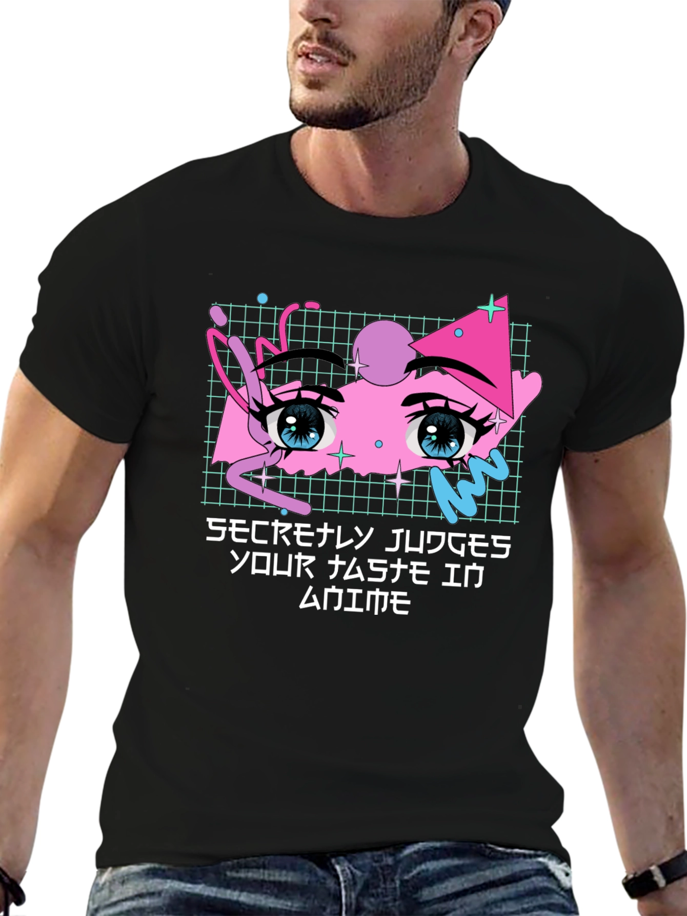 Secretly Judges Anime T-Shirt - Aesthetic Anime Eyes