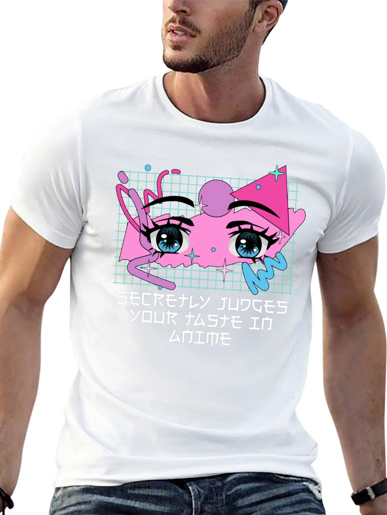 Secretly Judges Anime T-Shirt - Aesthetic Anime Eyes