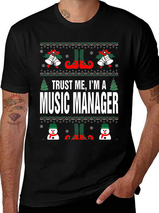 Funny Music Manager Christmas Ugly Sweater T-Shirt