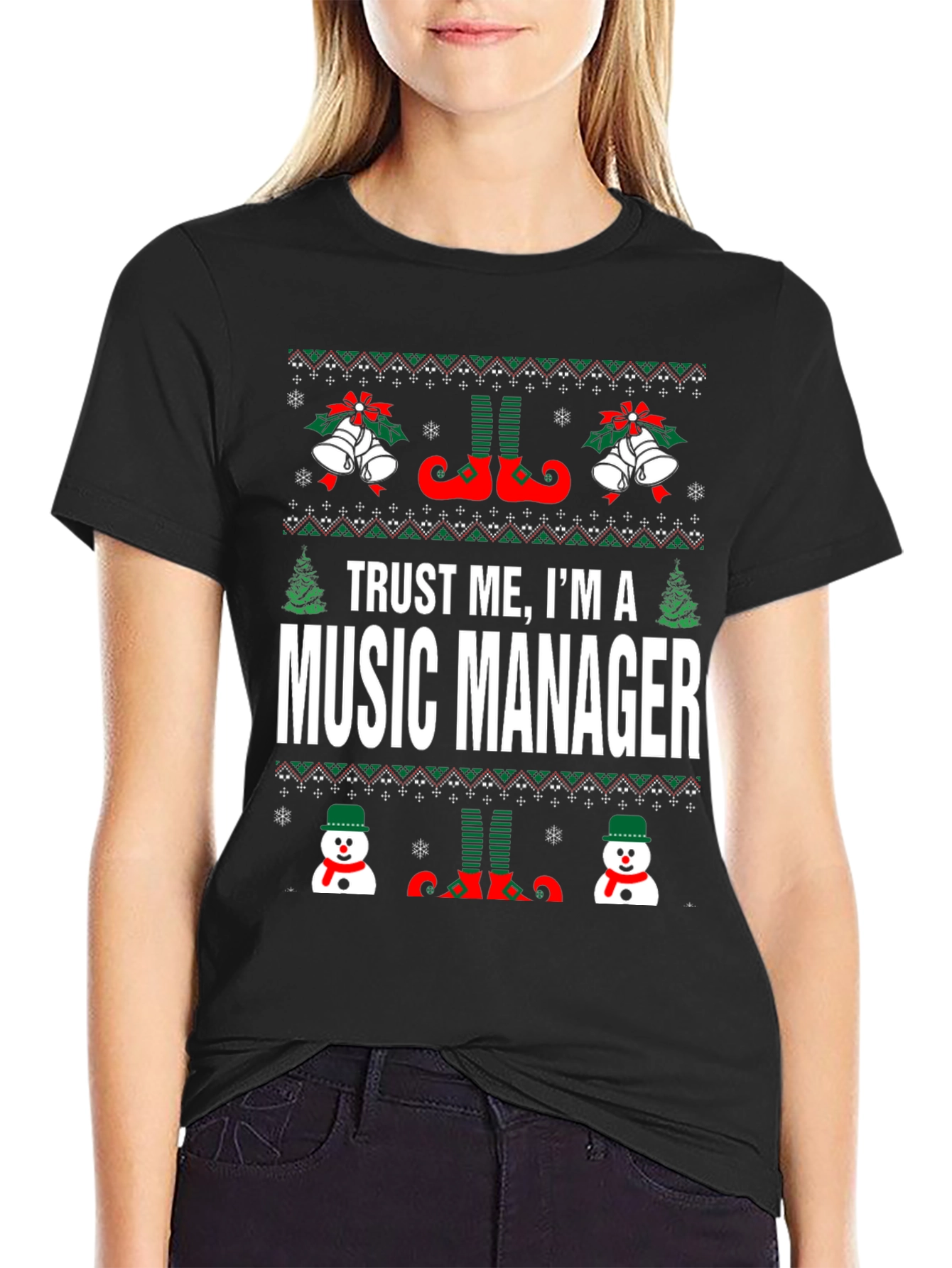 Funny Music Manager Christmas Ugly Sweater T-Shirt