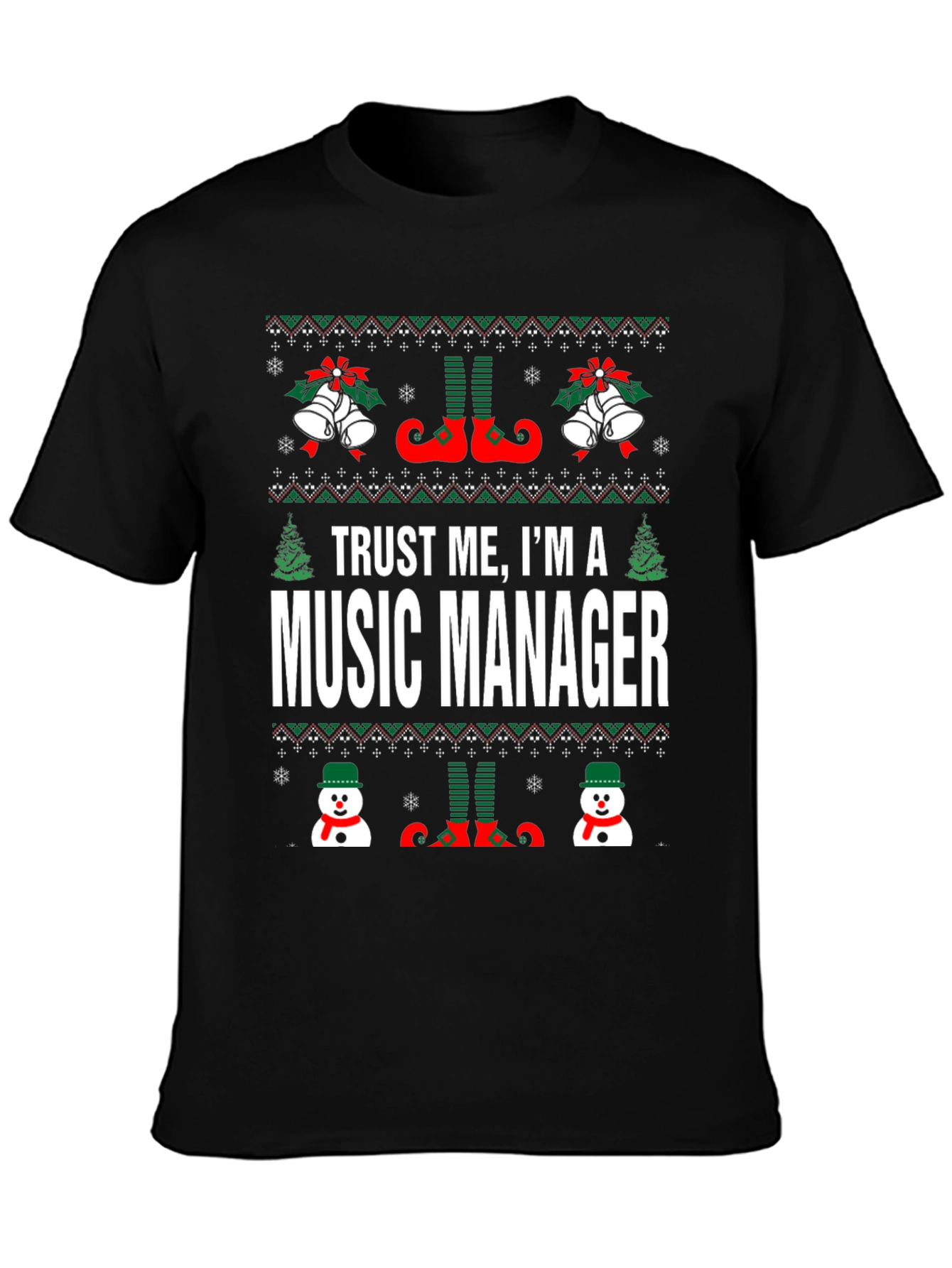 Funny Music Manager Christmas Ugly Sweater T-Shirt