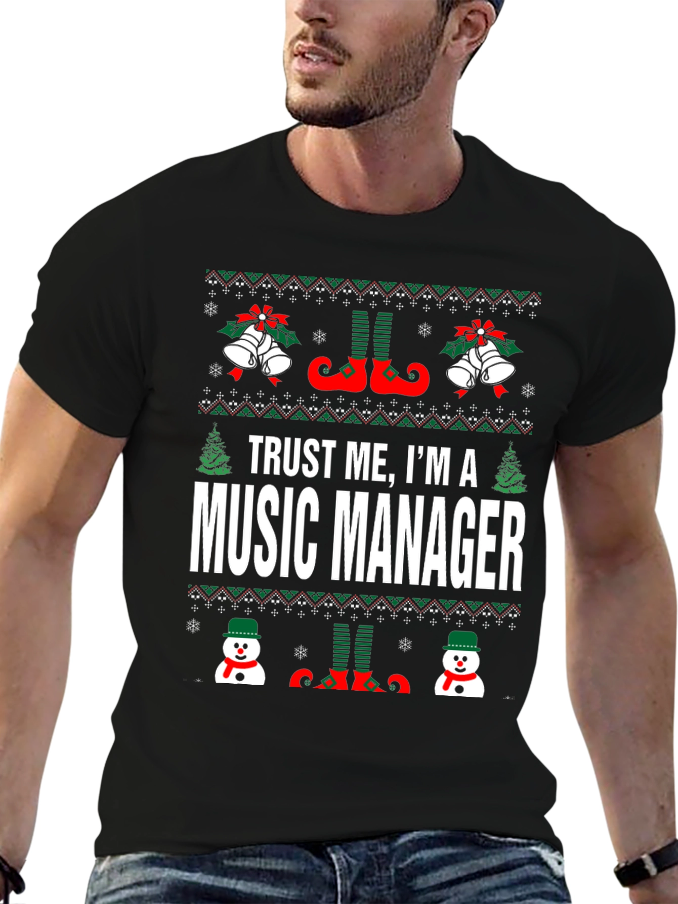 Funny Music Manager Christmas Ugly Sweater T-Shirt