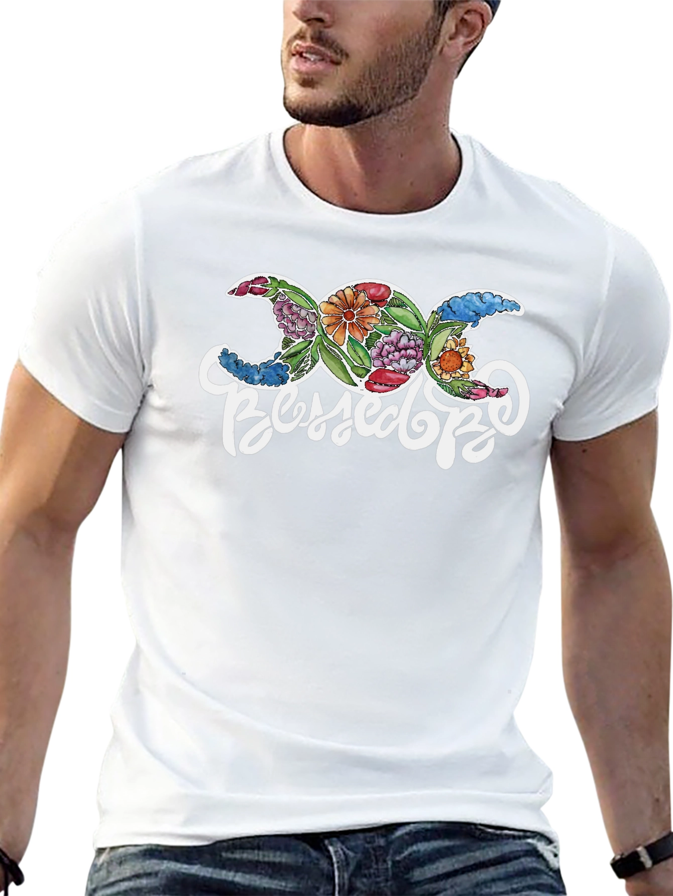 Floral Triple Moon Goddess Blessed Be T-Shirt
