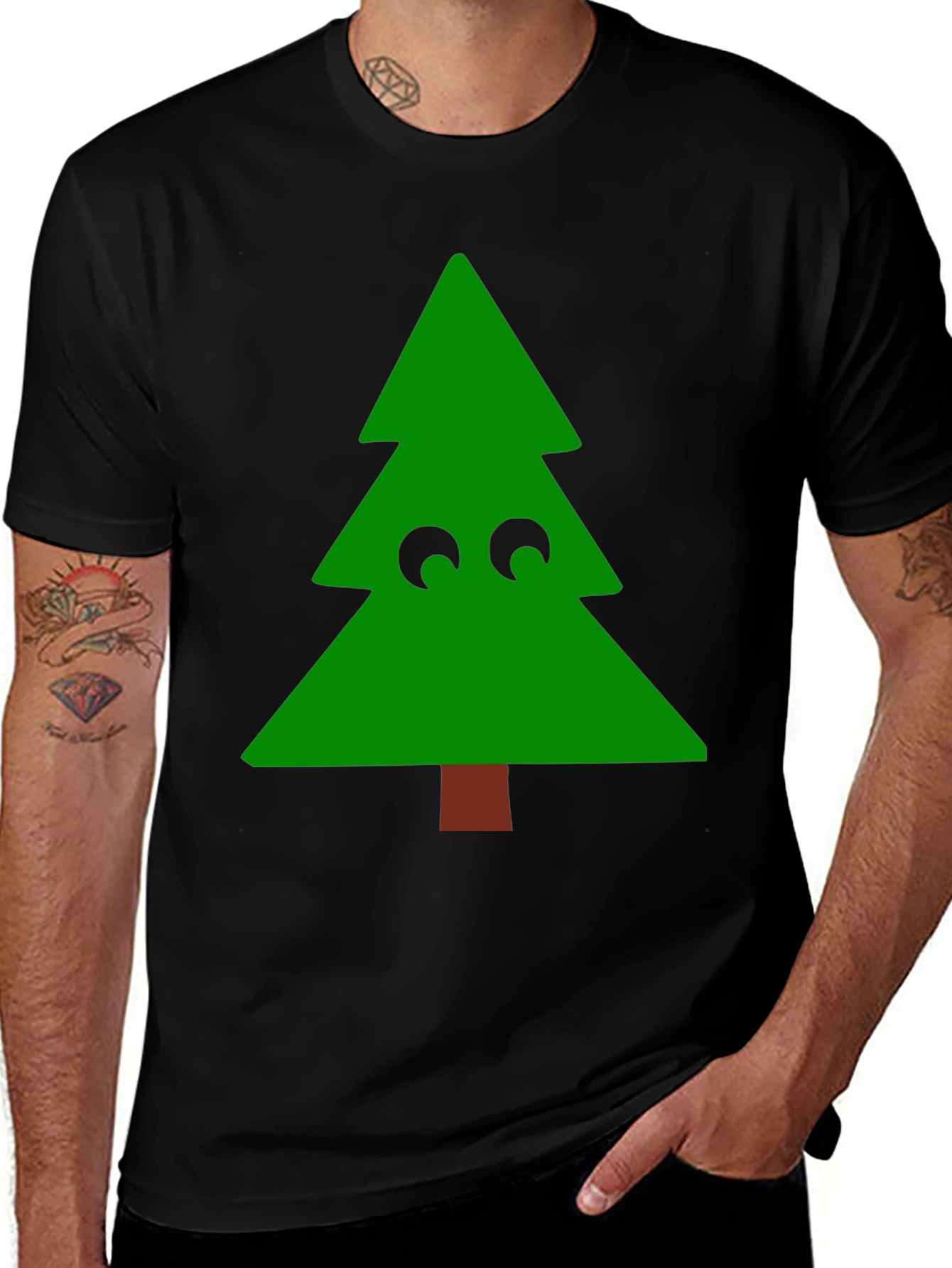 Funny Christmas Tree Eyes T-Shirt - Holiday Tee