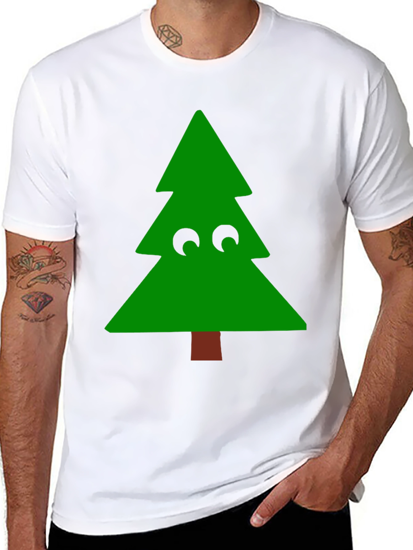 Funny Christmas Tree Eyes T-Shirt - Holiday Tee