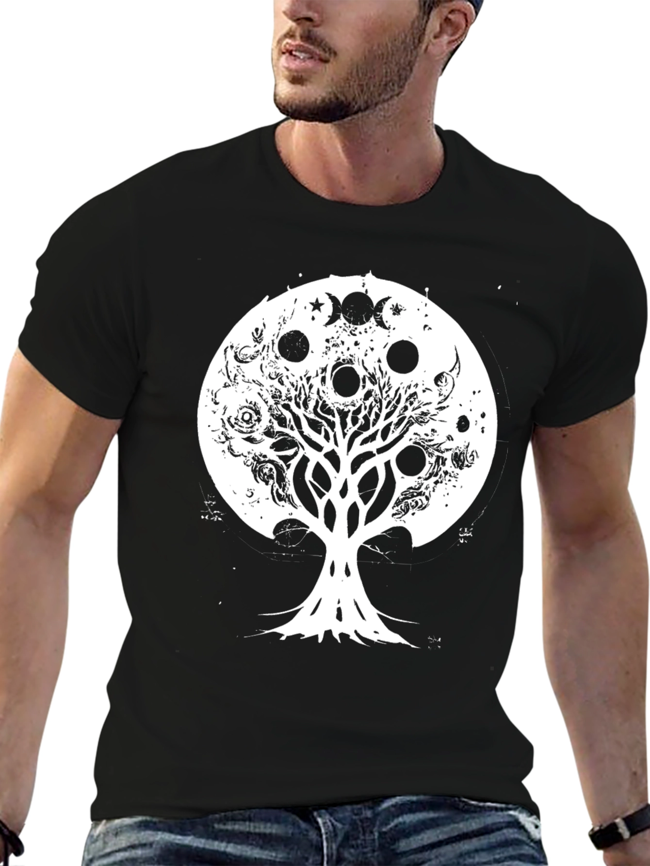 Tree of Life Moon Phases Graphic Tee - Black