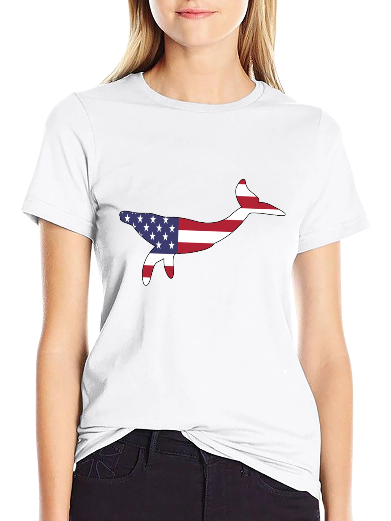 American Flag Whale Graphic Tee