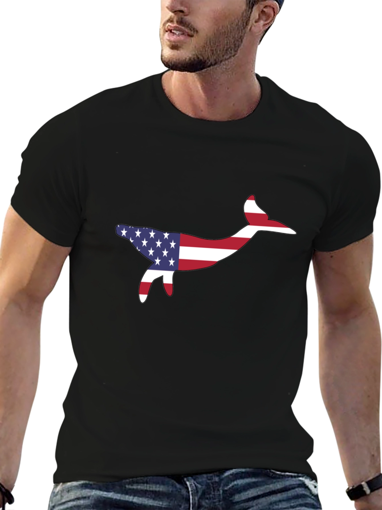 American Flag Whale Graphic Tee