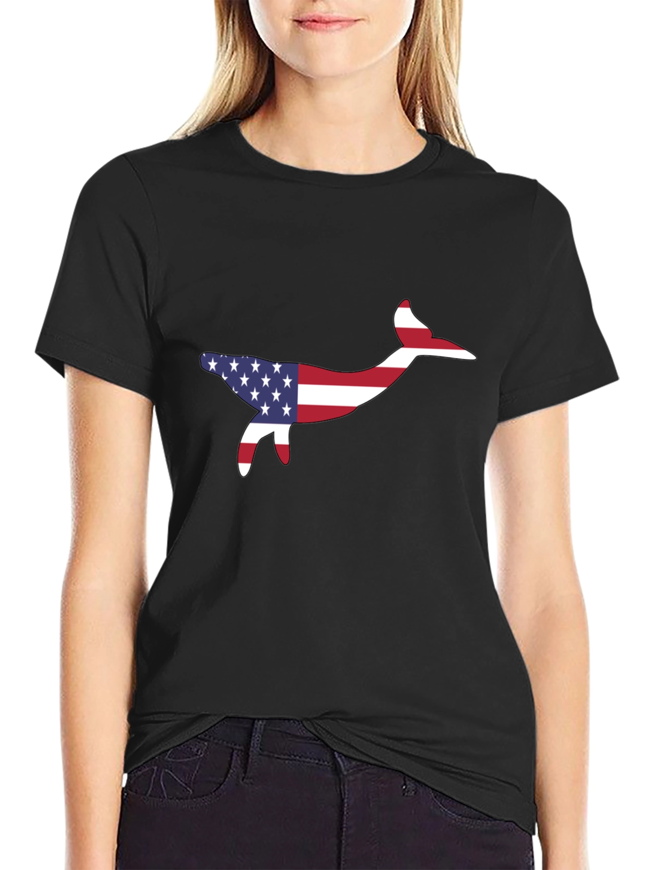American Flag Whale Graphic Tee