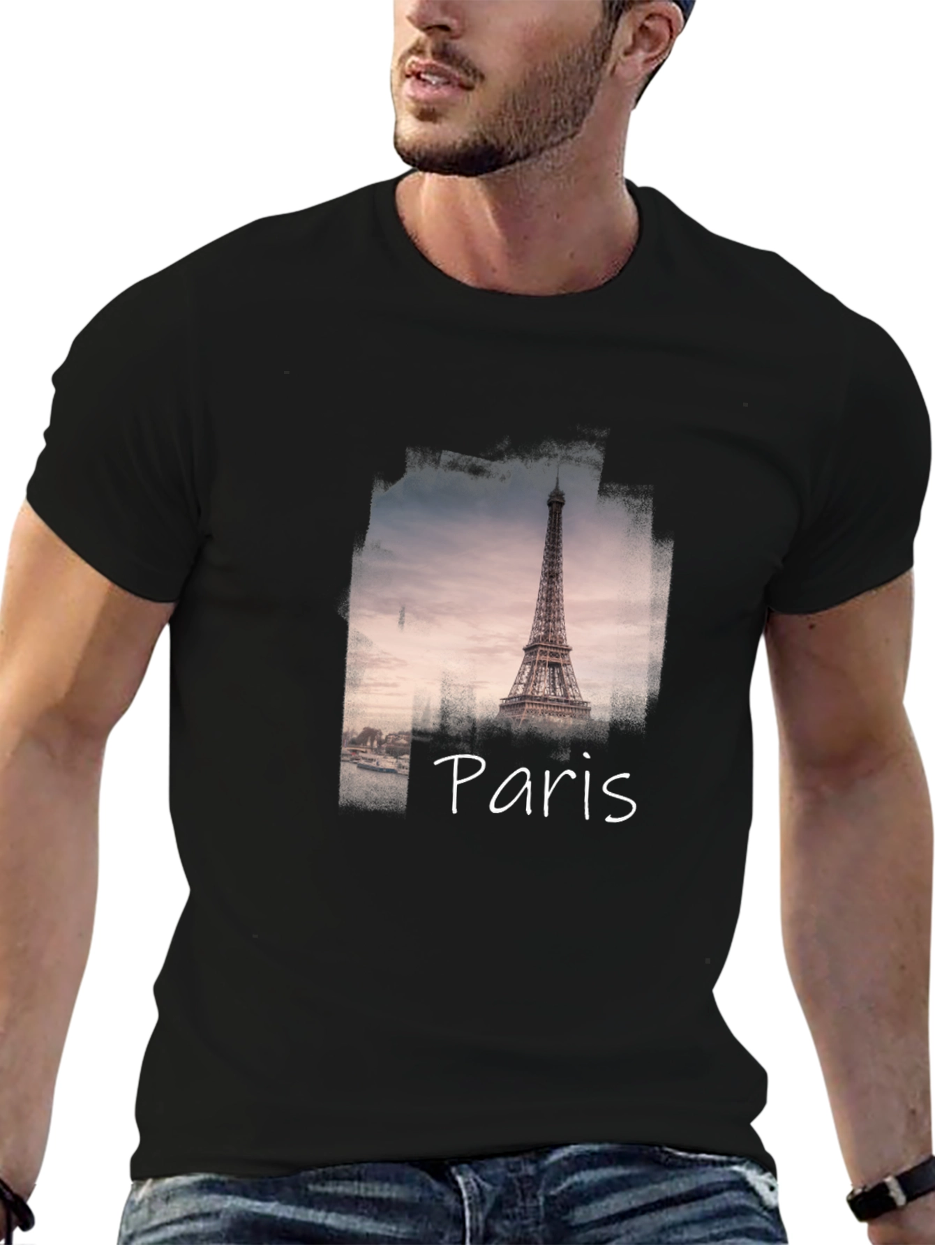 Paris Eiffel Tower Black Graphic Tee