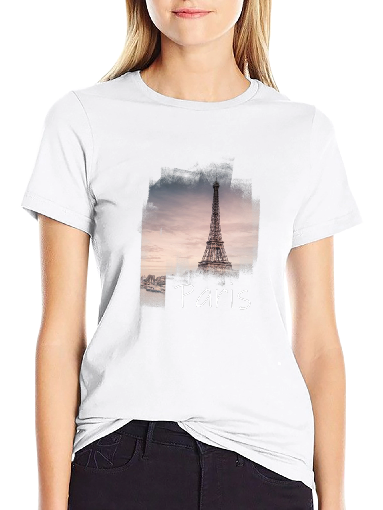Paris Eiffel Tower Black Graphic Tee