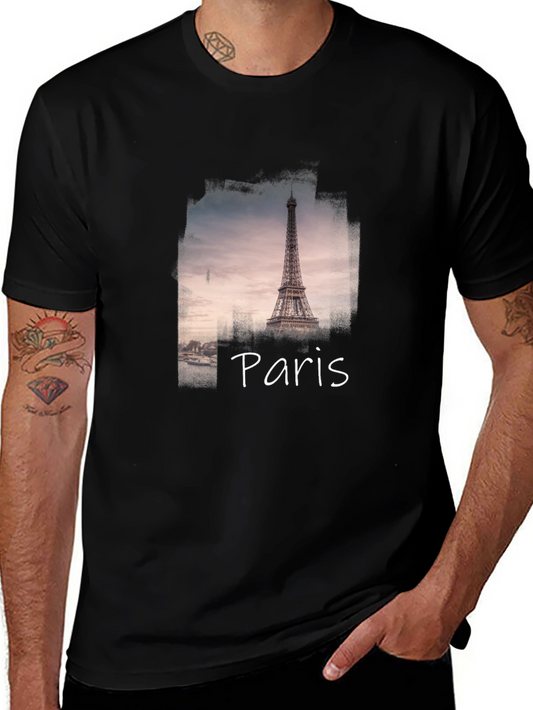 Paris Eiffel Tower Black Graphic Tee