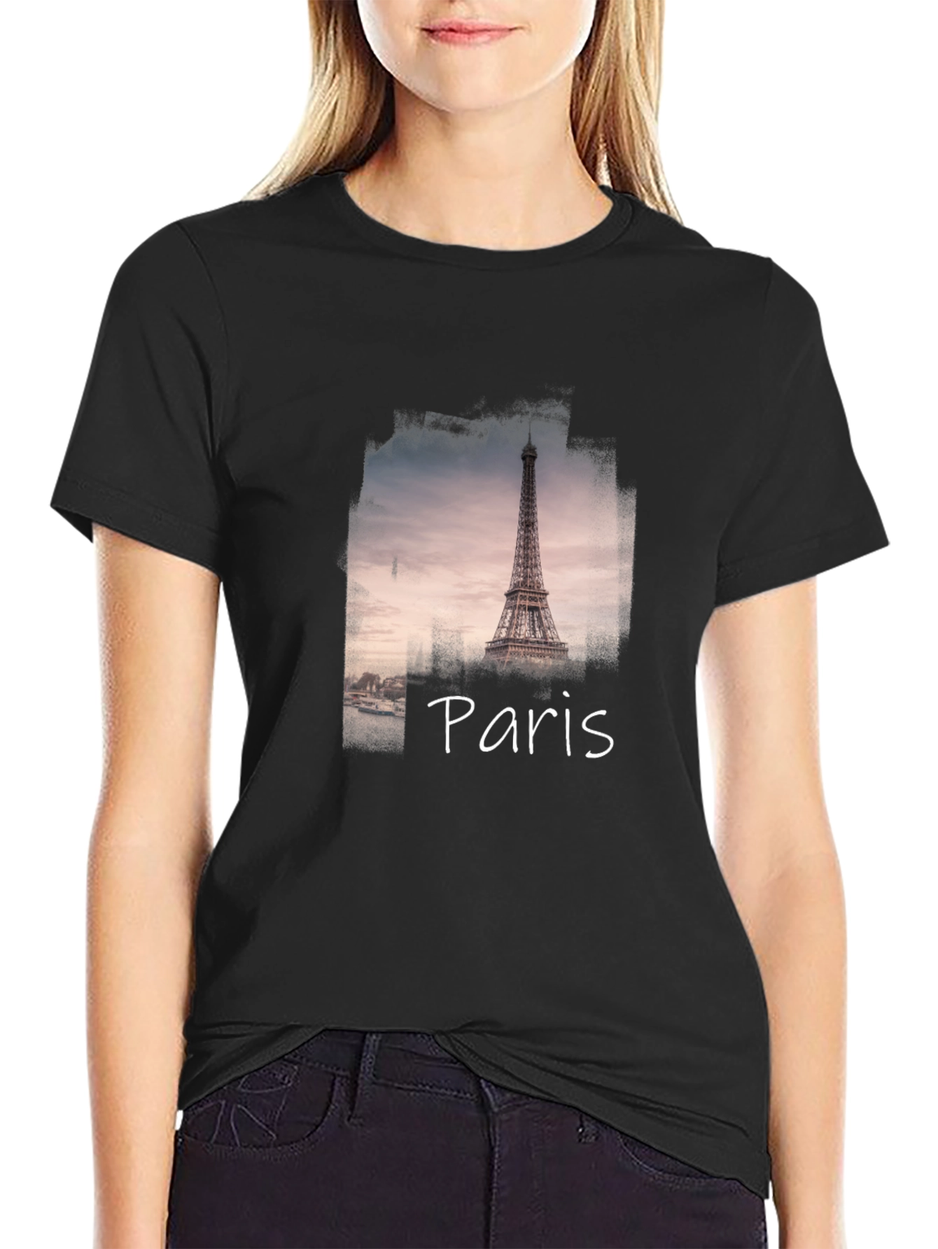Paris Eiffel Tower Black Graphic Tee