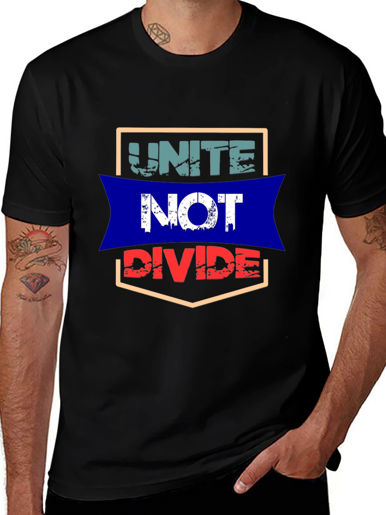 Unite Not Divide Graphic Tee - Mens Black T-Shirt