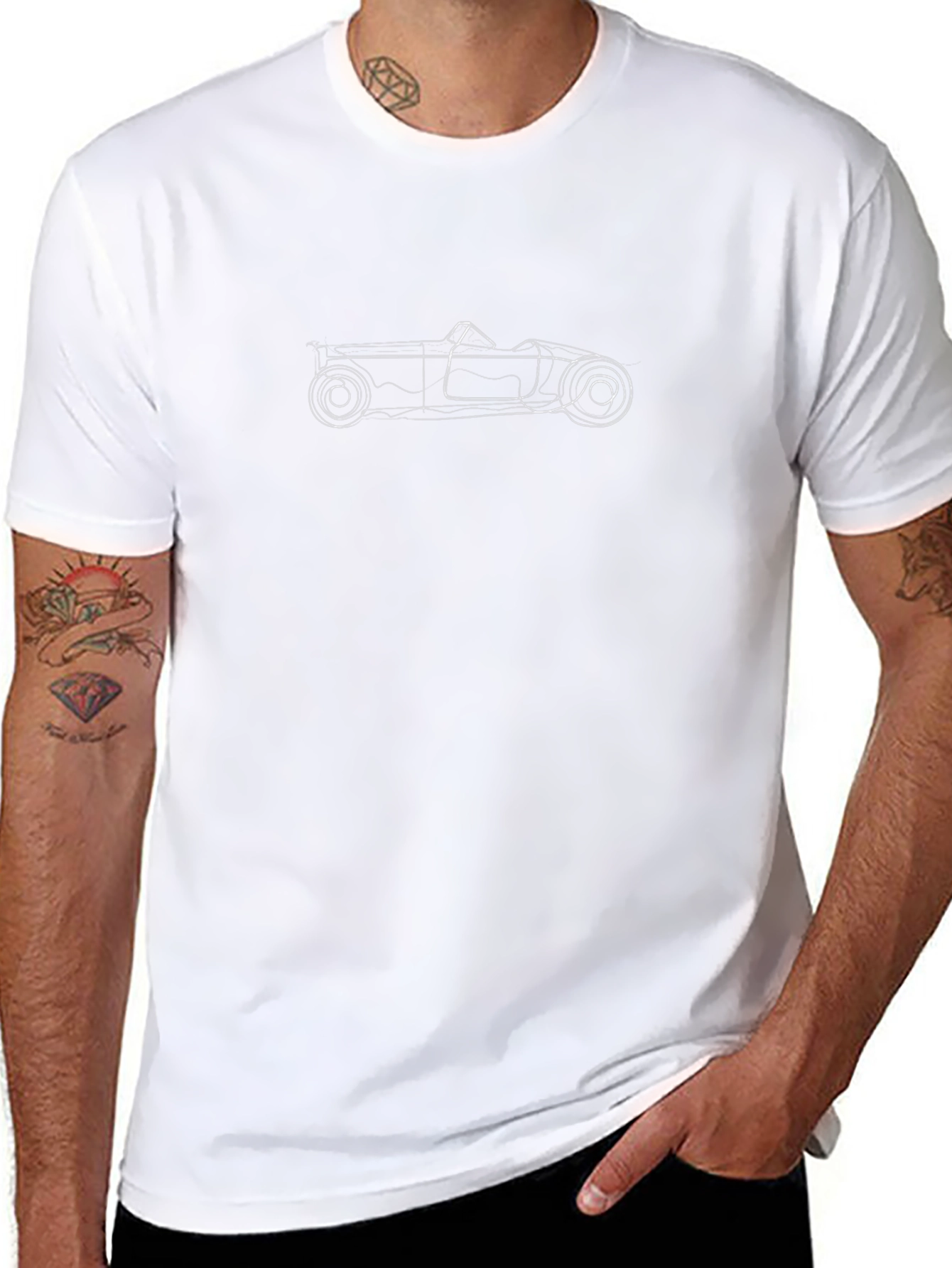 Classic Car Outline Black T-Shirt