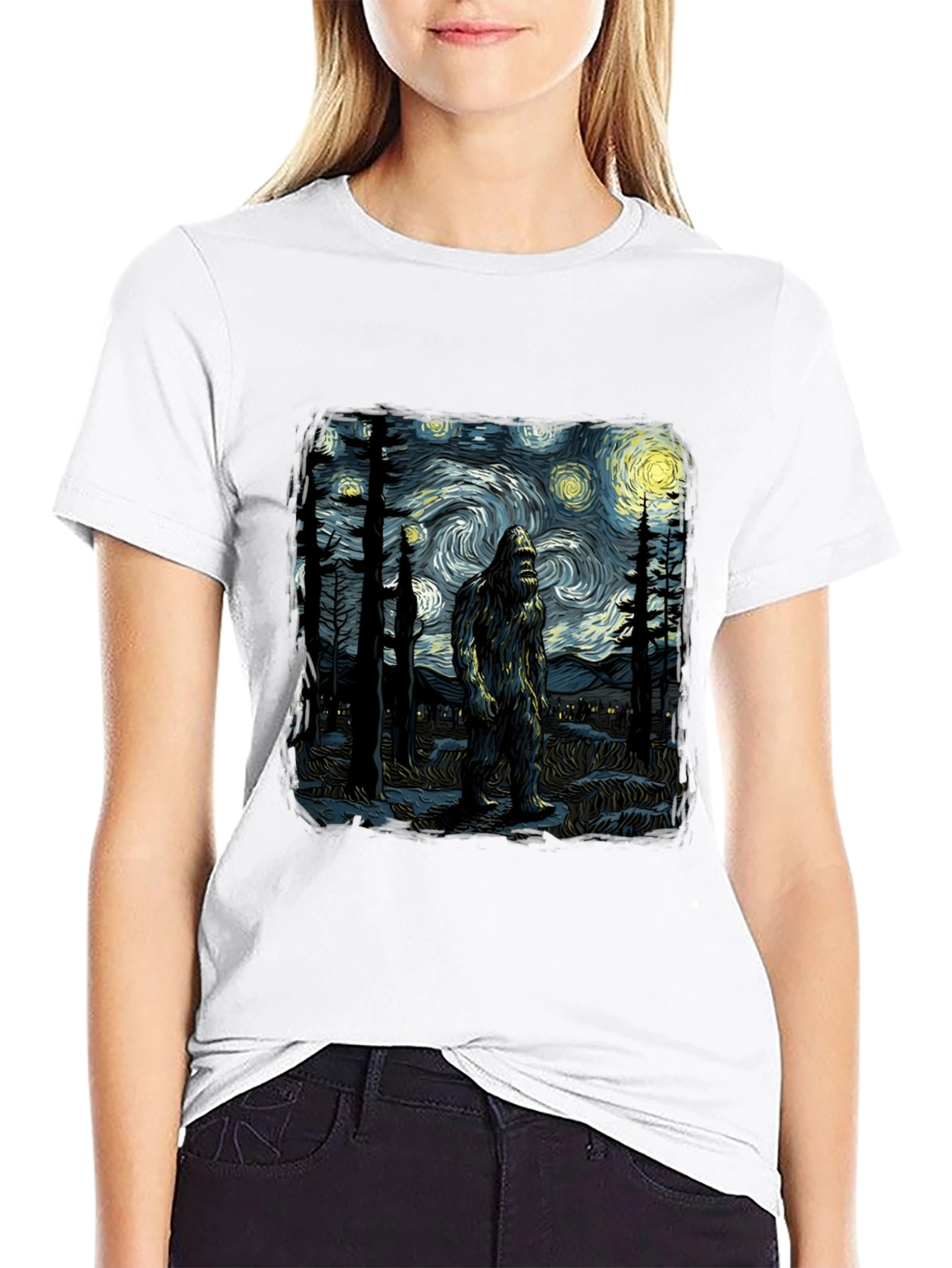 Bigfoot Starry Night T-Shirt - Unique Graphic Tee