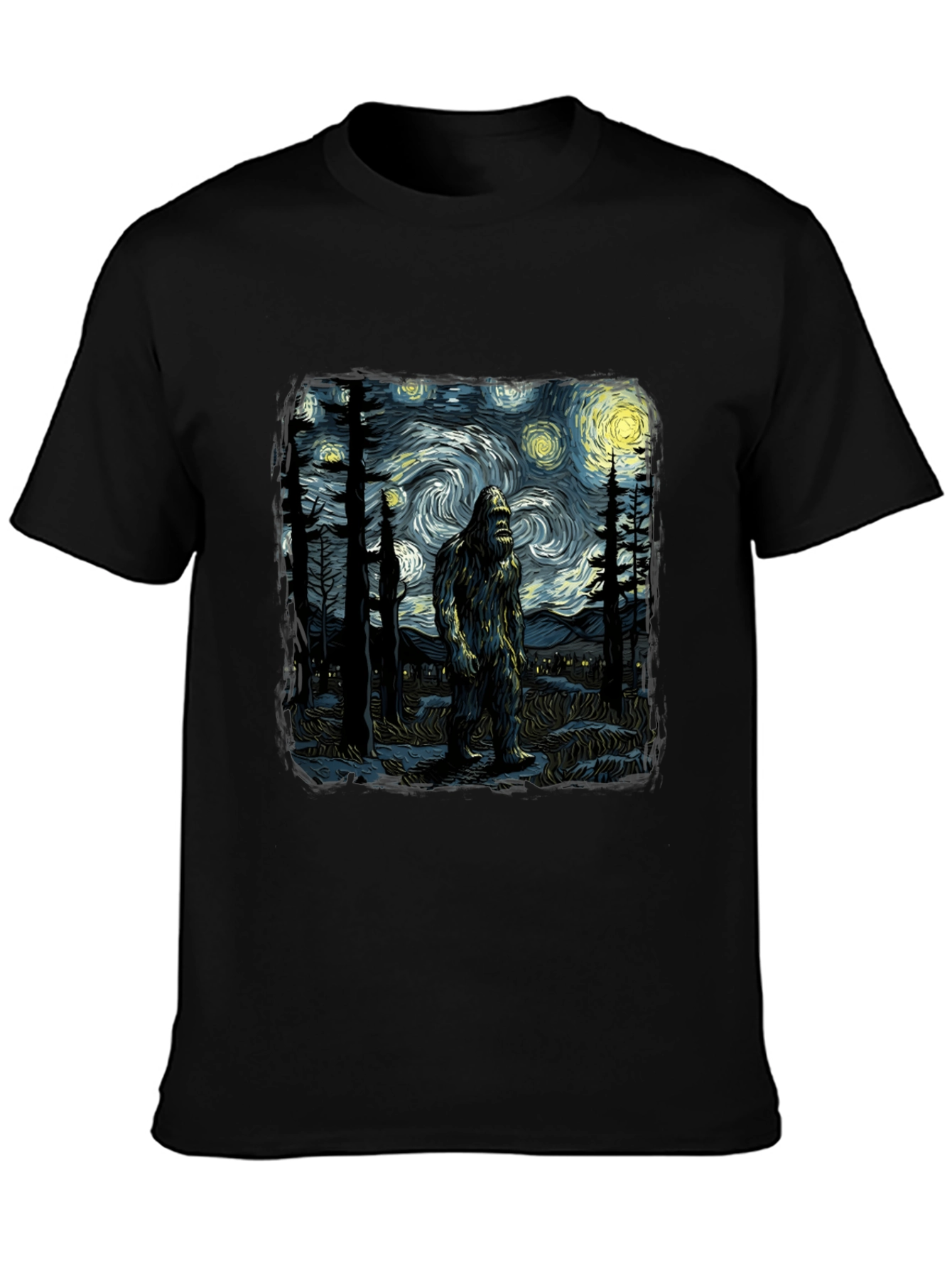 Bigfoot Starry Night T-Shirt - Unique Graphic Tee