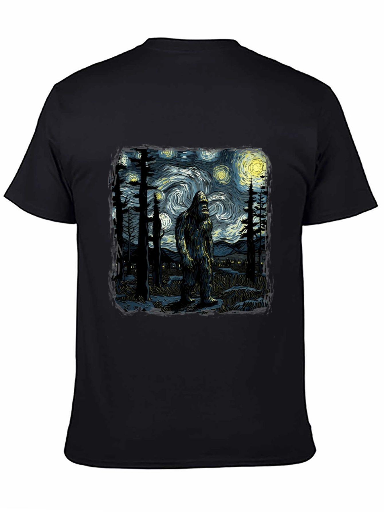 Bigfoot Starry Night T-Shirt - Unique Graphic Tee