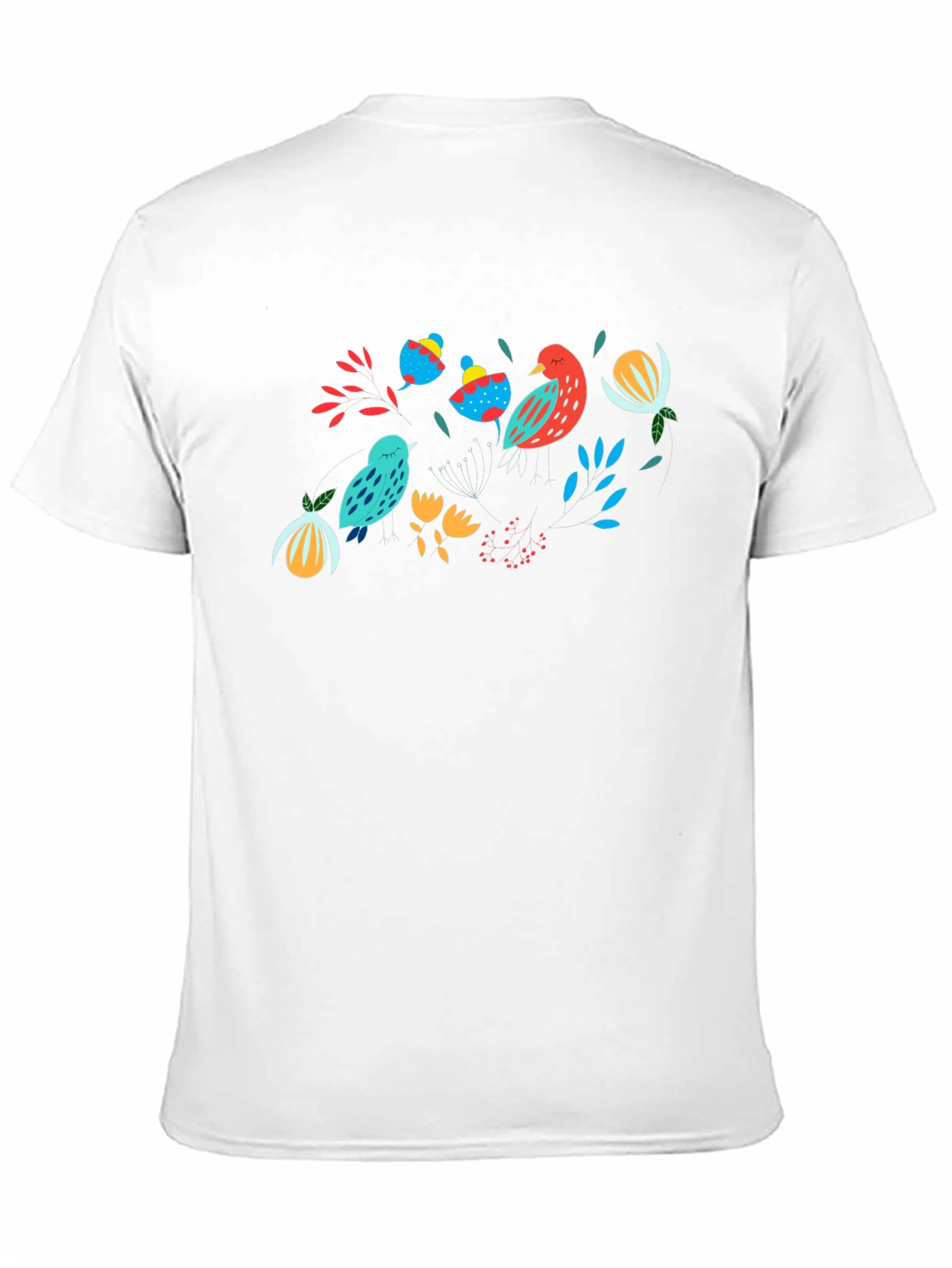 Nature Birds Graphic Black T-Shirt