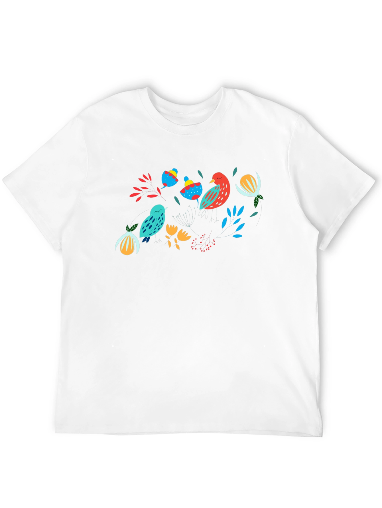 Nature Birds Graphic Black T-Shirt