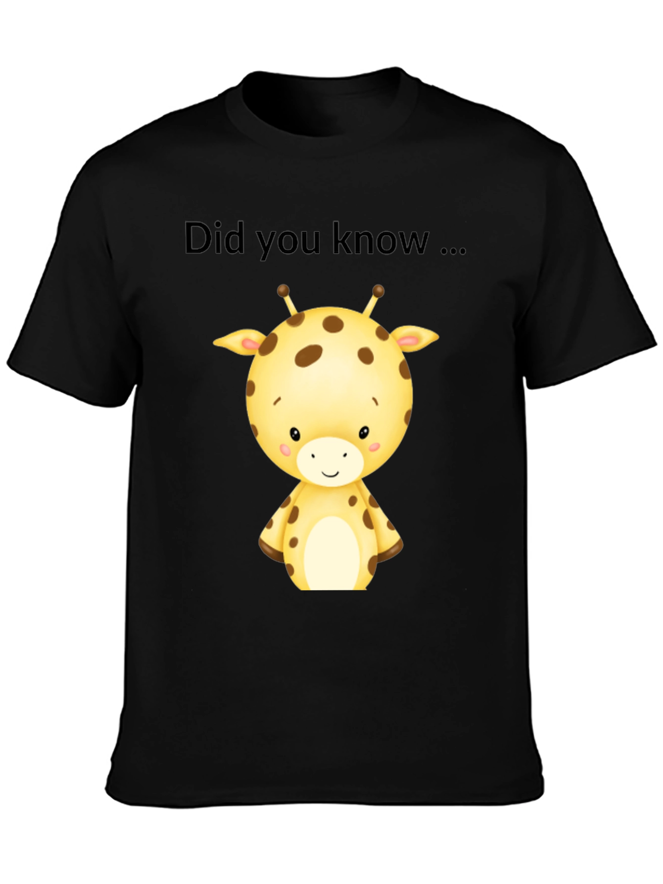 Cute Giraffe Did You Know Black T-Shirt
