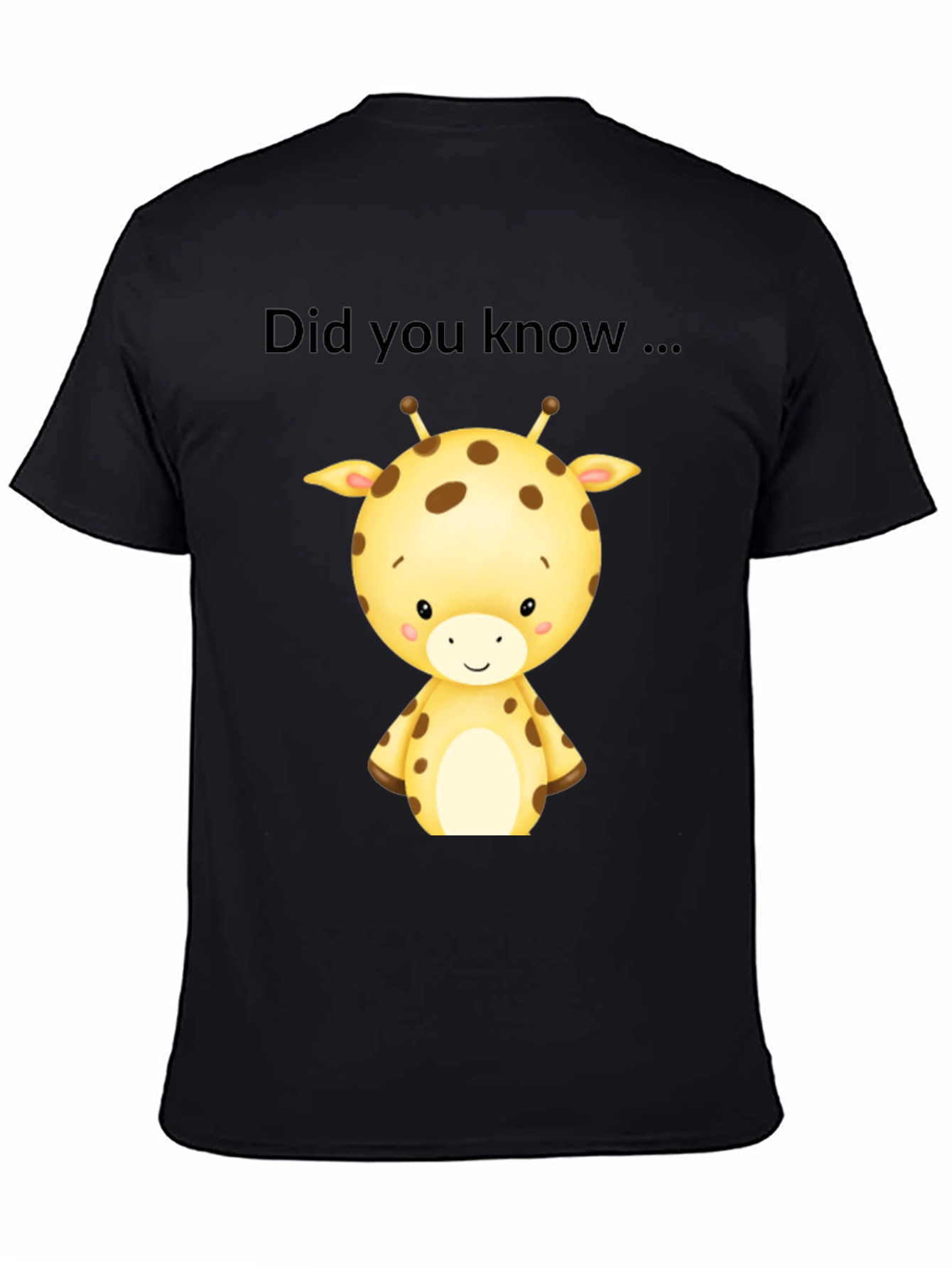 Cute Giraffe Did You Know Black T-Shirt