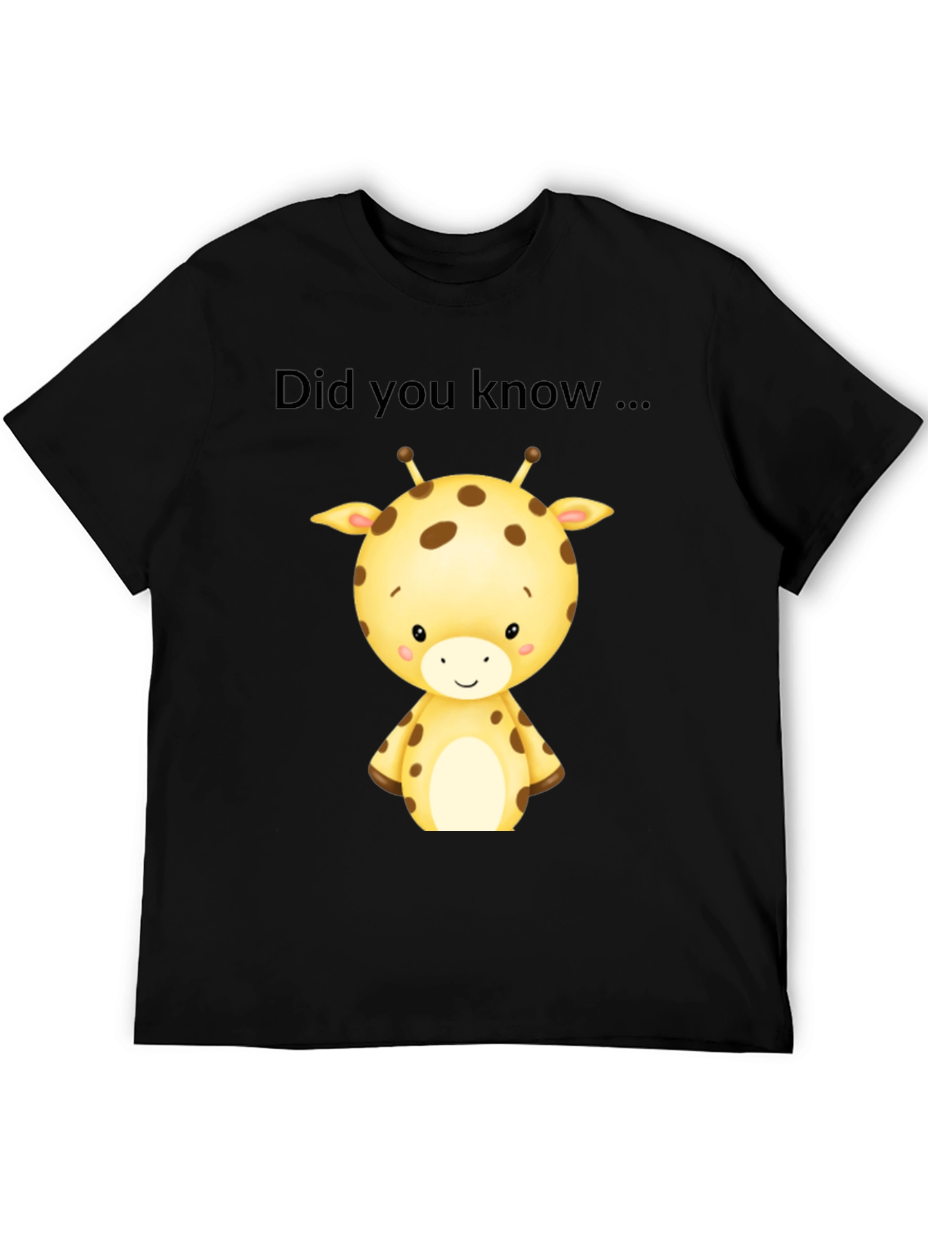 Cute Giraffe Did You Know Black T-Shirt