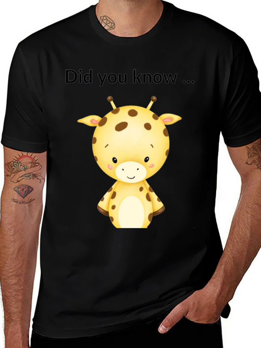 Cute Giraffe Did You Know Black T-Shirt