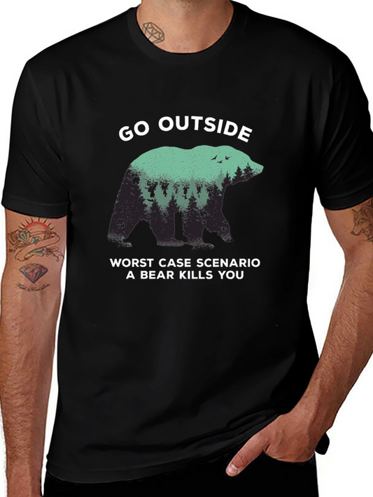 Go Outside Bear Graphic T-Shirt