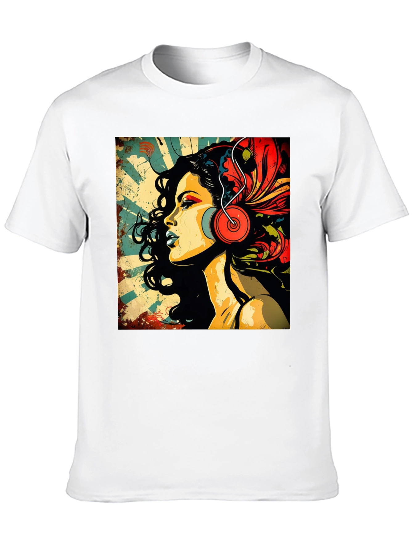 Retro Woman with Headphones Graphic Tee