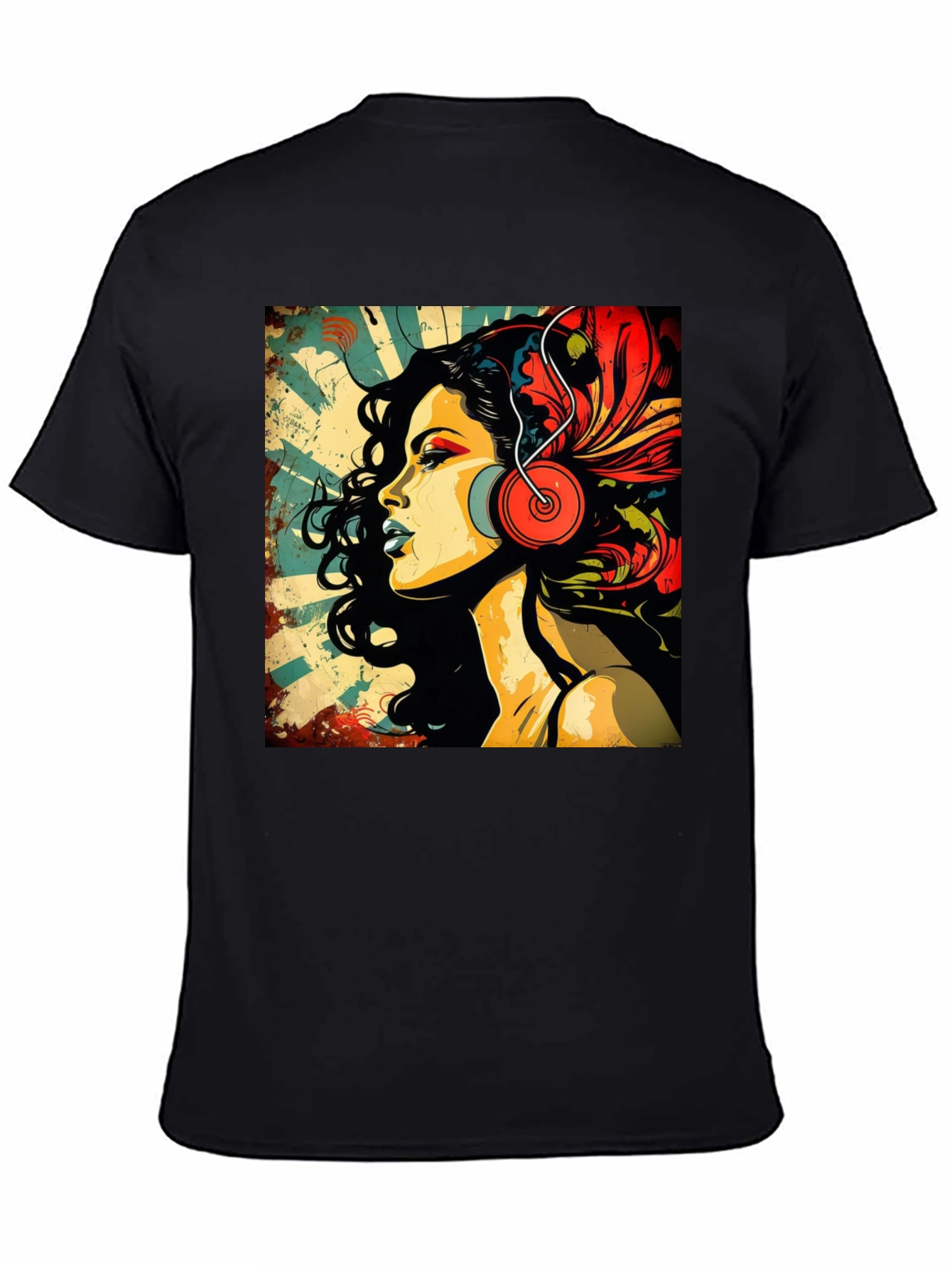 Retro Woman with Headphones Graphic Tee