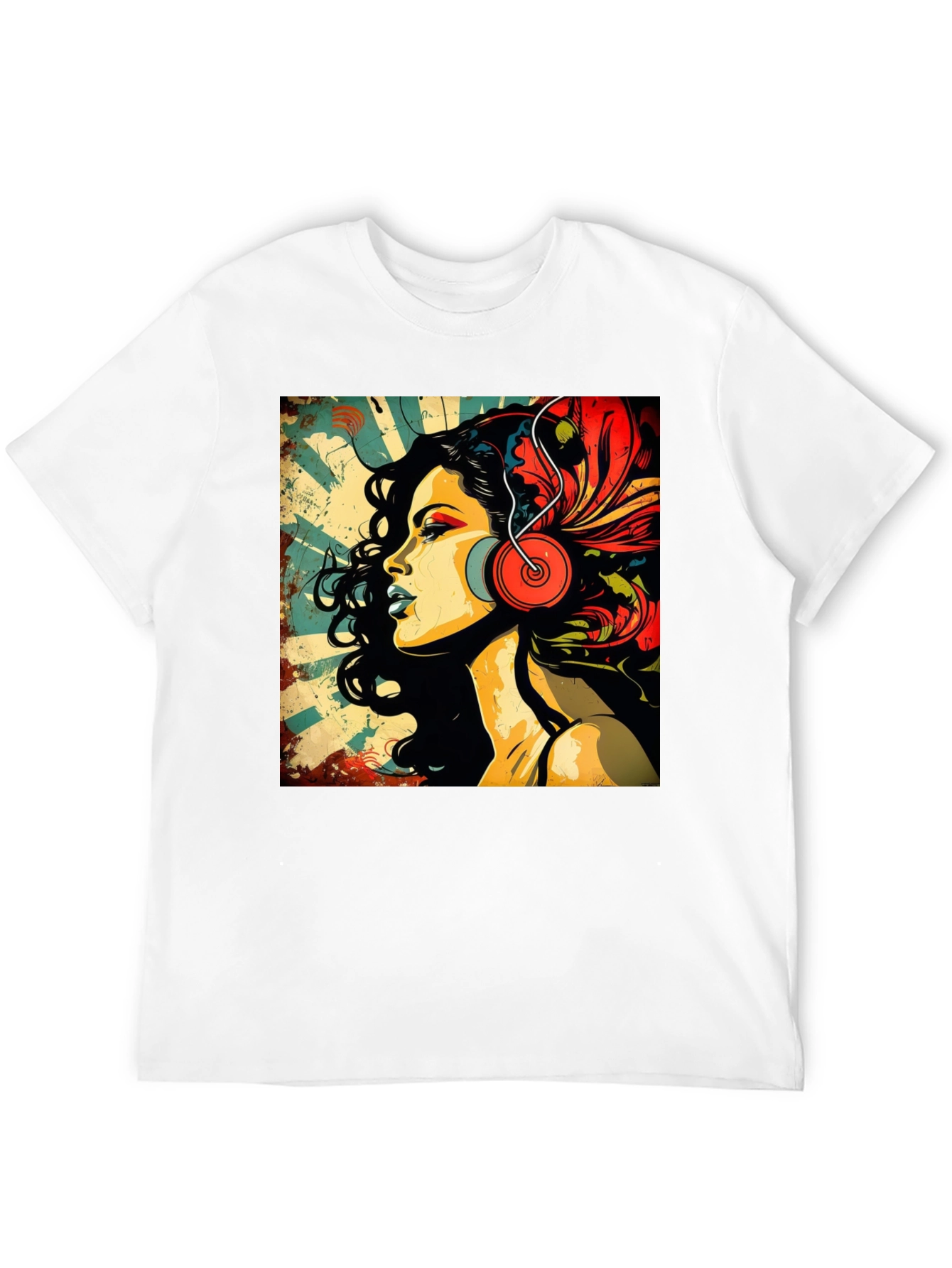 Retro Woman with Headphones Graphic Tee